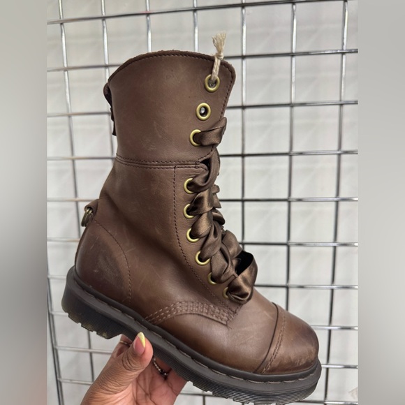 Dr. Martens Shoes - Doc Martens Dark Brown Womens Combat Boots Aimilita AW004 US6 EU 37